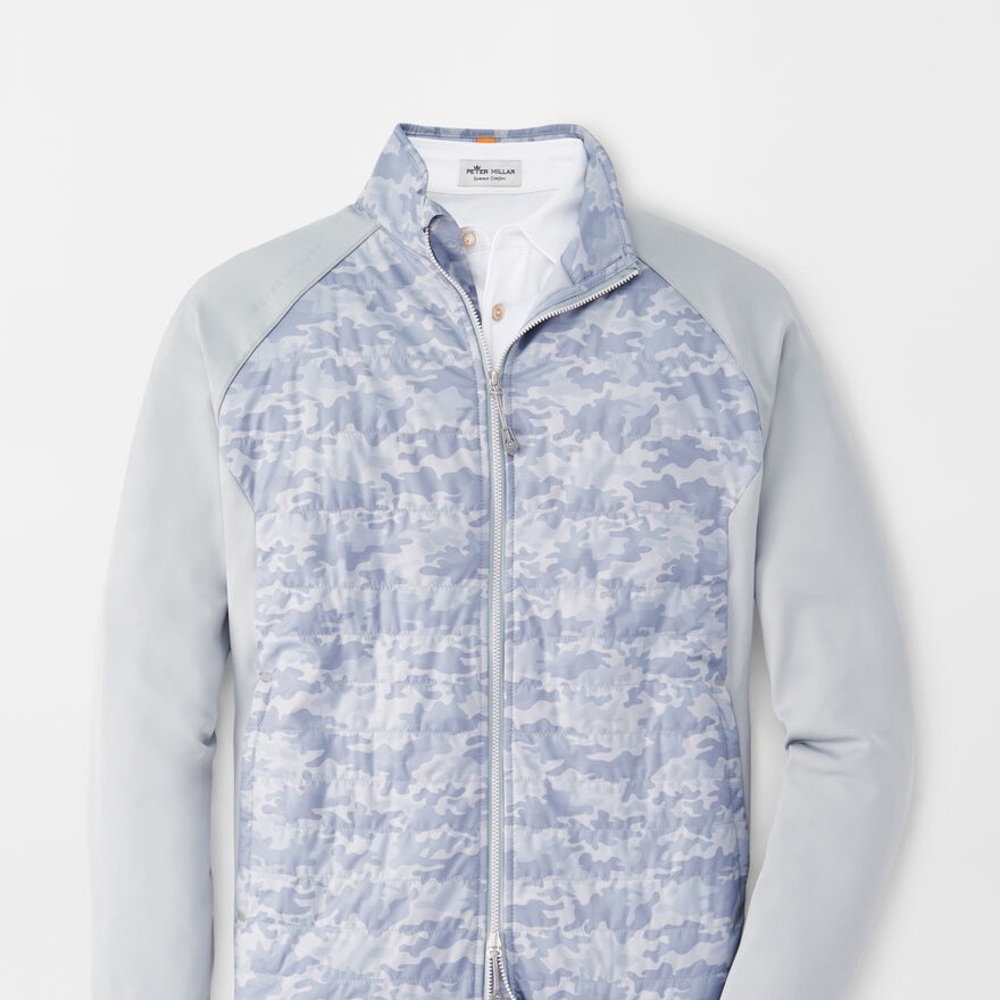 Peter Millar Camo Hyperlight Merge Hybrid Jacket Medium Gale Grey Golf Zip